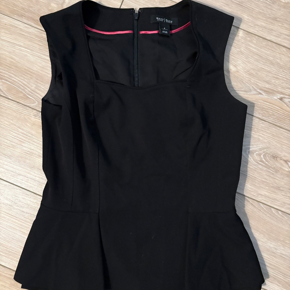 White House Black Market Black Peplum Top US 4